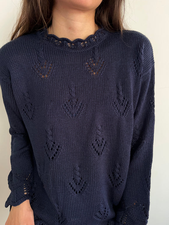 Maglione traforato blu