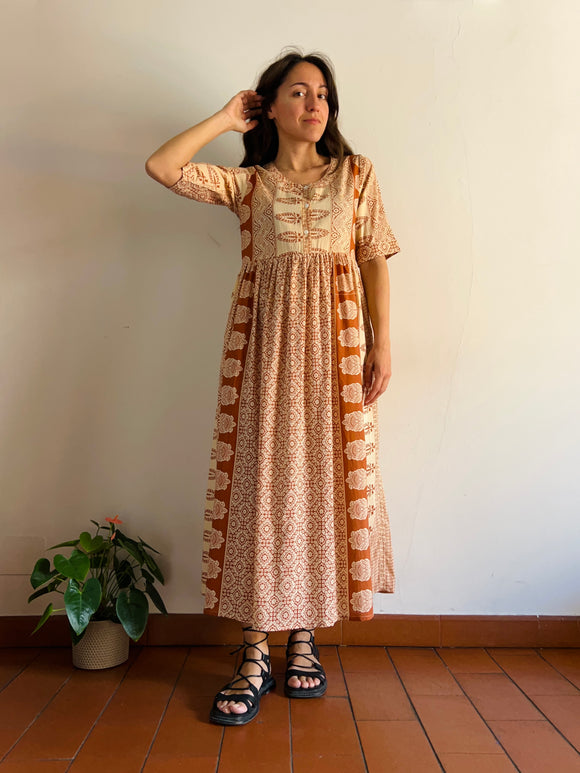 Abito in cotone stampato terracotta
