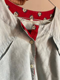 Camicia verde acqua profili rossi
