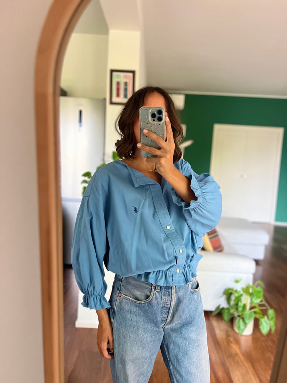 Camicia Gilbi Ralph Lauren azzurra senza colletto