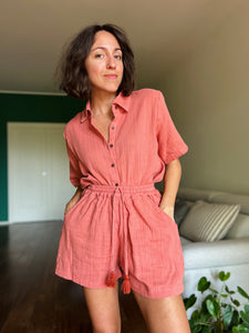 Pantaloncino in garza di cotone rosa