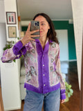 Camicia di seta viola tipo foulard