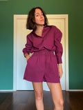 PRE ORDINE • Pantaloncino misto lino burgundy
