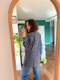 Camicia blu fantasia panna
