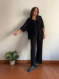 Kimono in maglia di cotone nero