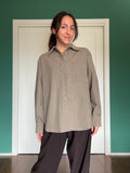 PRE ORDINE • Camicia ampia misto lana beige gessato