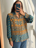 Camicia indiana modello maschile turchese e senape