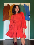 Abito con cintura cupro wash mattone