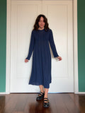 Cotton knit dress blu