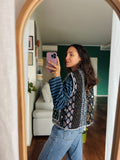 Gilet trapuntato nero e blu