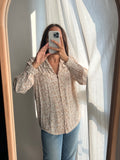Camicia fiorellini beige e rosa