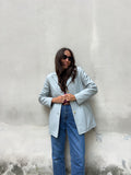 Blazer in pelle grigio-azzurro