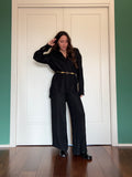 Camicia ampia nera a costine