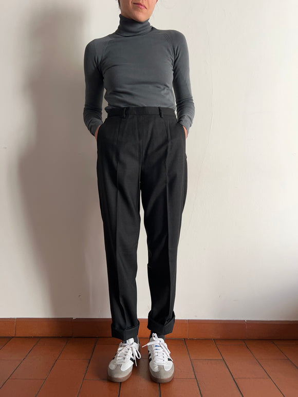Pantalone di lana grigio scuro scuro slim