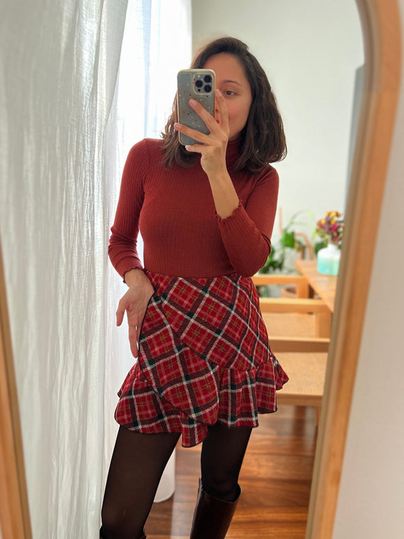 Gonna corta tartan rossa