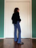 Pantalone a zampa a costine blu