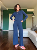 Maglione corto cotone blu