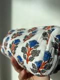 Beauty case di cotone bianco - blu - arancione