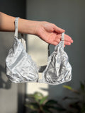 Reggiseno di seta mod.2 • allaccio davanti • grigio perla