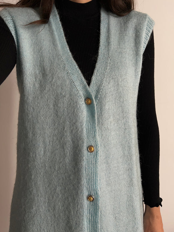 Gilet lungo azzurro