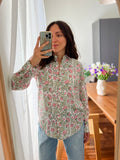 Camicia di cotone peonie rosa