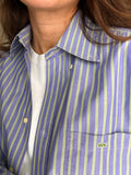 Camicia Lacoste righe lilla e verdi