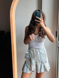 PRE ORDINE • Gonna corta jacquard panna e azzurro
