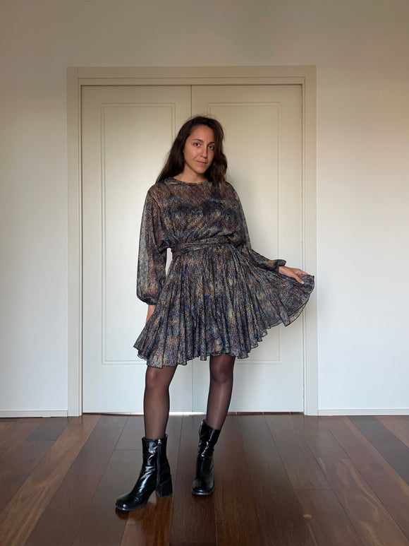 Abito con cintura tipo Missoni blu