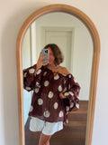 Maxi camicia Formentera marrone pois grandi
