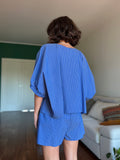 Blusa oversize righe blu
