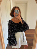 PRE ORDINE • Maxi camicia Formentera nera pois piccoli