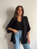 Kimono in maglia di cotone nero