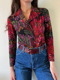 Camicia di lana nera fantasia colorata