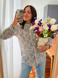 Camicia di cotone fiorellini di campo rossi