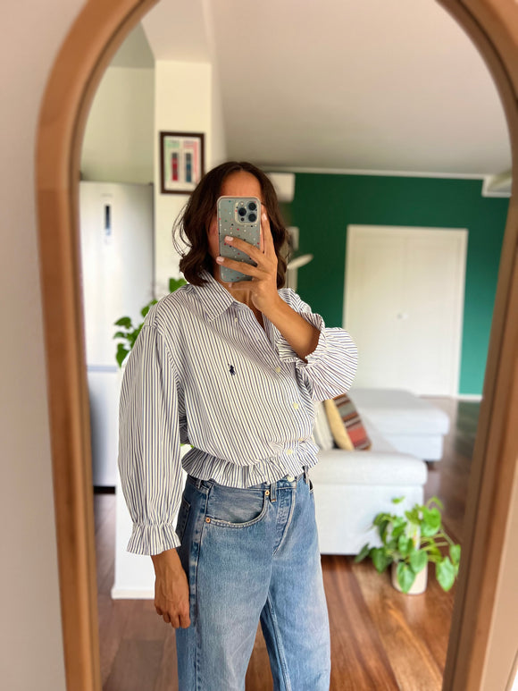 Camicia Gilbi Ralph Lauren bianca righe azzurre e blu