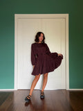 Abito con cintura satin vinaccia-marrone