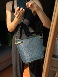 Borsa secchiello vimini blu