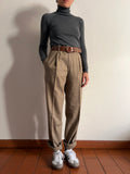 Pantalone di lana puntinato marrone