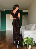 PRE ORDINE • Gonna pencil paillettes marroni