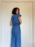 Pantalone sartoriale con le pince denim azzurro