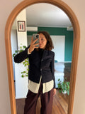 Giacca corta blu tartan tono su tono