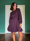 Abito con cintura satin vinaccia scuro