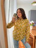 Camicia di cotone gialla margherite