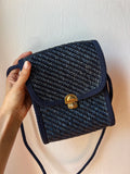 Borsa blu di vimini