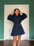 Abito con cintura cupro wash blu scuro