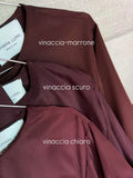 PRE ORDINE • Abito lungo con cintura satin vinaccia scuro