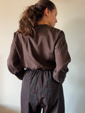 Camicia sartoriale incrociata raso marrone