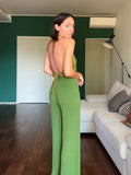 Pantalone plissé in maglia di cotone pistacchio