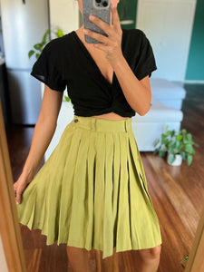 Gonna di seta a pieghe verde