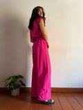Panta palazzo cupro fuxia